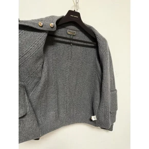 Jos A Bank Reserve Sweater Mens XL Gray Wool Button Front Elbow Patch Cardigan